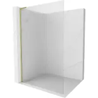 Mexen Kioto L douchewand Walk-in 120 x 200 , strepen, goud geborsteld - 800-120-103-55-09