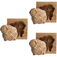 Typecat Houten koekjesvorm met reliëf, 3D gesneden houten koekjesvorm met dierenmotief, schaap