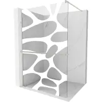 Mexen Kioto+ douchewand met plank Walk-in 130 x 200 , witte golf, geborsteld nikkel - 800-130-121-97-97