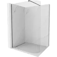Mexen Kioto-R gebogen douchewand Walk-in 90 x 200 , transparant 8 mm, gun gray geborsteld - 800-090-101-66-06