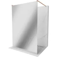 Mexen Kioto vrijstaande douchewand 110 x 200 , spiegel 8 mm, geborsteld koper - 800-110-002-65-50