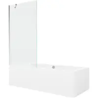 Mexen Cube rechthoekig bad 180 x 80 met ombouw en 1-delige scherm 90 , transparant, chroom - 550518080X9509000001