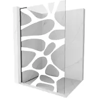 Mexen Kioto L douchewand Walk-in 70 x 200 , witte golf, zwart - 800-070-103-70-97