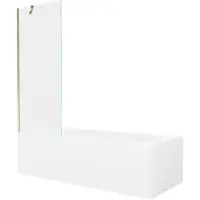 Mexen Vega rechthoekig bad 180 x 80 met ombouw en 1-vleugelige badwand 70 , transparant, goud - 550118080X9507000050