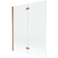Mexen Mist badwand 2-delig links 140 x 150 , transparant, geborsteld koper - 8A9-140-002-65-00-L