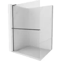 Mexen Kioto+ L douchewand met plank Walk-in 80 x 200 , strepen, gepolijst geweergrijs - 800-080-123-66-09