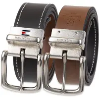 Tommy Hilfiger Omkeerbare leren herenriem - Casual voor herenjeans met dubbelzijdige riem en zilveren gesp Zwart/bruin 38