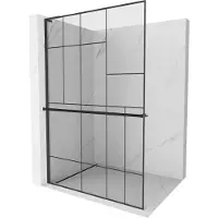 Mexen Kioto+ L douchewand met plank Walk-in 70 x 200 , zwart patroon, zwart - 800-070-123-70-78