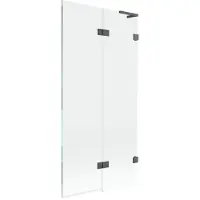 Mexen Lunar L badwand 2-delig rechts 90 x 150 , transparant, geborsteld grijs - 897L-090-100-66-00-P