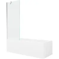 Mexen Cubik rechthoekig ligbad 150 x 70 met ombouw en 1-vleugelig scherm 70 , transparant, chroom - 550315070X9507000001