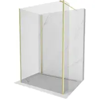 Mexen Kioto douchewand Walk-in 130 x 85 x 40 , transparant, goud geborsteld - 800-130-085-221-55-00-040