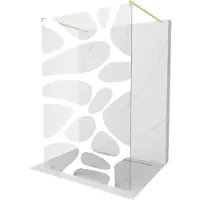 Mexen Kioto vrijstaande douchewand 140 x 200 , witte golf 8 mm, geborsteld goud - 800-140-002-55-97