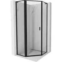Mexen Mist L douchecabine vijfhoekige draaideur links 100 x 100 , zwart frame, zwart - 8A8L-100-100-70-70-L