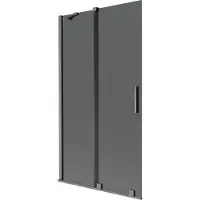 Mexen Velar badwand met 2 schuifvleugels 100 x 150 , grafiet, gun gray geborsteld - 896-100-000-41-66