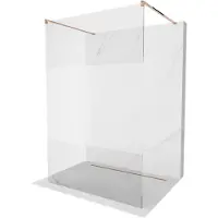 Mexen Kioto vrijstaande douchewand 100 x 200 , transparant/geëmailleerd 8 mm, roze goud - 800-100-002-60-35