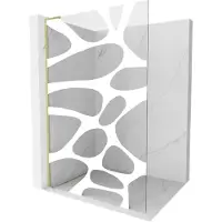 Mexen Kioto L douchescherm Walk-in 120 x 200 , witte golf, goud geborsteld - 800-120-103-55-97