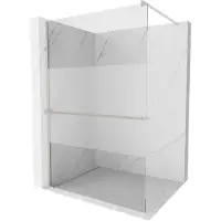 Mexen Kioto+ douchewand met plank Walk-in 100 x 200 , transparant/frost, geborsteld nikkel - 800-100-121-97-35