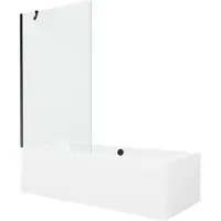 Mexen Cube rechthoekig bad 170 x 80 met ombouw en 1-delige douchewand 100 , transparant, zwart - 550517080X9510000070
