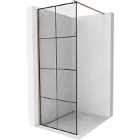 Mexen Kioto douchewand Walk-in 70 x 200 , zwart raster 8 mm, roze goud - 800-070-101-60-77