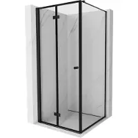 Mexen Mist-F vouwdeur douchecabine links 100 x 100 , zwart frame, zwart - 8A6T-100-100-70-70-L
