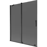 Mexen Velar badwand 2-delige schuifwand 140 x 150 , grafiet, zwart - 896-140-000-41-70