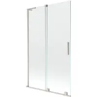 Mexen Velar L tweepanelige schuifbare douchewand 110 x 150 , transparant, geborsteld nikkel - 896-110-003-01-97