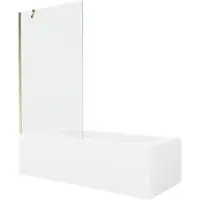 Mexen Vega rechthoekig bad 160 x 70 met ombouw en 1-deur scherm 100 , transparant, goud - 550116070X9510000050