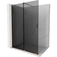 Mexen Velar schuif douchewand Walk-in 160 x 200 , grafiet 8 mm, roze goud - 871-160-000-43-60