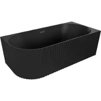 Mexen Gia vrijstaande hoekbad geribbeld rechts 150 x 75 , zwart mat, overloop zwart - 52701507571P-70