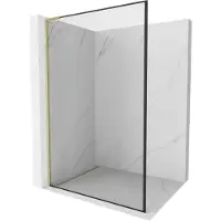 Mexen Kioto L douchewand Walk-in 60 x 200 , zwart frame, goud geborsteld - 800-060-103-55-70