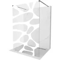 Mexen Kioto vrijstaande douchewand 120 x 200 , witte golf 8 mm, geborsteld grijs - 800-120-002-66-97