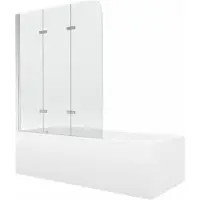 Mexen Vega rechthoekig bad 150 x 70 met omkasting en 3-delige scherm van 120 , transparant, chroom - 550115070X9012030100