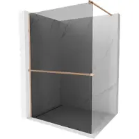 Mexen Kioto+ douchescherm met plank Walk-in 130 x 200 , grafiet, geborsteld koper - 800-130-121-65-40