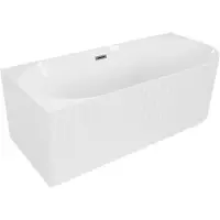 Mexen Gia vrijstaande hoekbadkuip met ribbels links 150 x 75 , witte glans, overloop gun gray geborsteld - 52701507500L-66