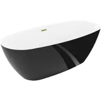 Mexen Luvo Slim vrijstaande badkuip 170 x 75 , wit/zwart, goud overloop - 52801707575-50