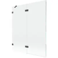 Mexen Lunar badwand 2-delig links 140 x 150 , transparant, geborsteld grijs - 897-140-100-66-00-L