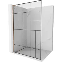 Mexen Kioto L douchewand Walk-in 90 x 200 , zwart patroon, roze goud - 800-090-103-60-78