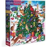 Piece & Love eeBoo : Kerstliedjes - 1000 Stukjes Puzzel - 23" Vierkant Volwassen Legpuzzel, Bex Parkin's Feestelijke Boom