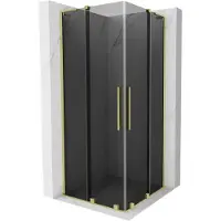 Mexen Velar L Duo schuifdouchecabine 90 x 90 , grafiet, geborsteld goud - 871-090-090-02-43-55