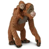 Safari Ltd. Orang-oetan met babybeeldje - Levensecht 6,5 cm handgeschilderd dierenfiguur - Educatief speelgoed voor jongens, meisjes en kinderen