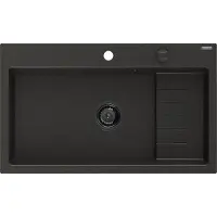 Mexen Omar granieten spoelbak 1-komerig 800 x 480 , zwart/goud metallic, zwarte sifon - 6520801005-75-B
