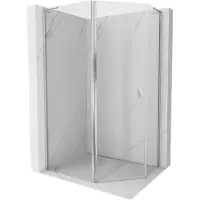 Mexen Mist L asyetrische vijfhoekige douchecabine, openslaand 100 x 80 , transparant, chroom - 8A8L-100-080-01-00