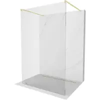 Mexen Kioto vrijstaande douchewand 160 x 200 , transparant 8 mm, goud geborsteld - 800-160-002-55-00