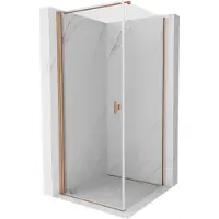 Mexen Mist-B scharnierende douchecabine 80 x 80 , transparant, geborsteld koper - 8A2T-080-080-65-00