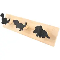MaxPower Kinderdinosaurus kapstokken houten deurhanger voor slaapkamer kinderkamer speelkamerdecoraties - zwart