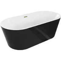 Mexen Luna vrijstaande badkuip 140 x 75 , wit/zwart, overloop goud - 52031407575-50