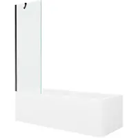 Mexen Cubik rechthoekig bad van 150 x 70 met ombouw en 1-delige wand van 60 , transparant, zwart - 550315070X9506000070