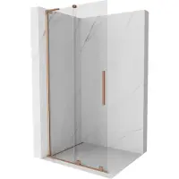 Mexen Velar L schuifbare douchewand Walk-in 110 x 200 , transparant 8 mm, geborsteld koper - 871-110-003-03-65