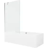 Mexen Cube rechthoekig bad 180 x 80 met ombouw en 1-delig scherm 100 , transparant, chroom - 550518080X9510000001