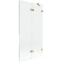 Mexen Lunar badscherm 2-vleugelig rechts 90 x 150 , transparant, goud - 897-090-100-50-00-P